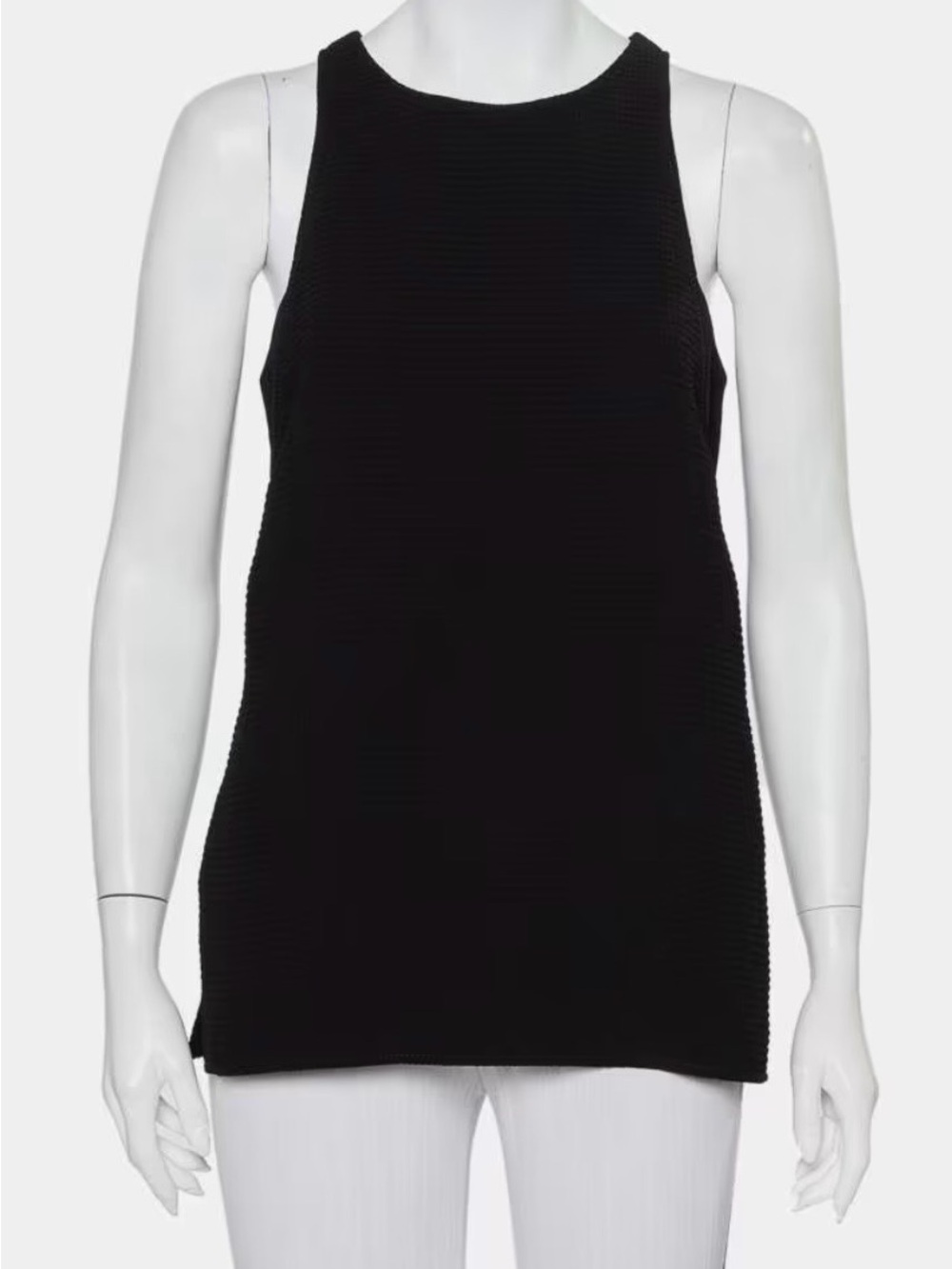 Helmut Lang Black Textured Crepe Raze Drape Tank Top